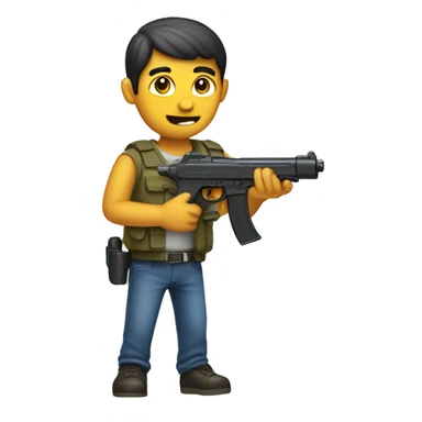 guy using toy gun sticker