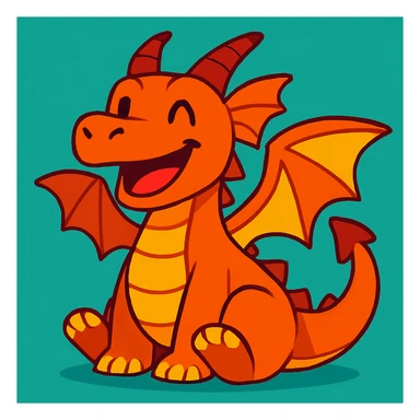 a dragon with a happy expression, vibrant toon style sticker
