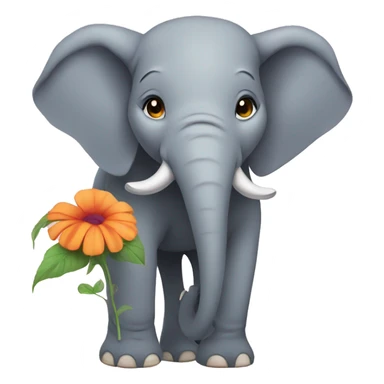 Elephant eating flower sticker
