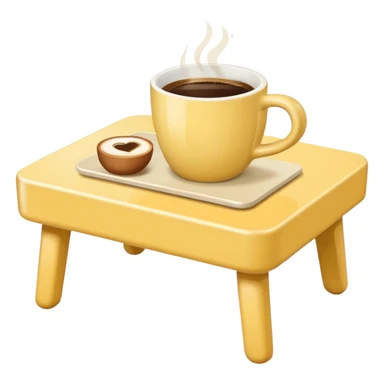 light yellow coffe table, coffee on top
 sticker