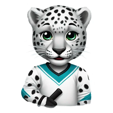 snow leopard as a "ak bars" hockey player sticker