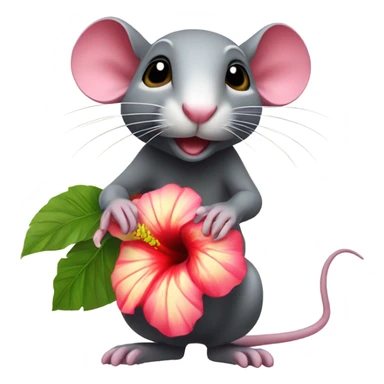 Rat With hibiscus flower sticker