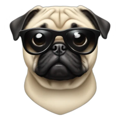 pug with black sunglasses sticker