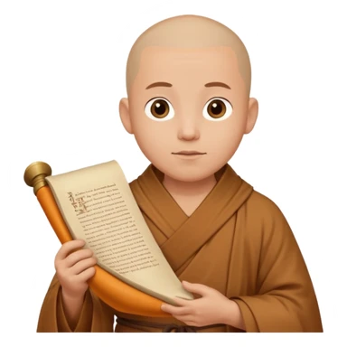 A gentle monk in simple robes, holding a scroll with serene expression.
 sticker