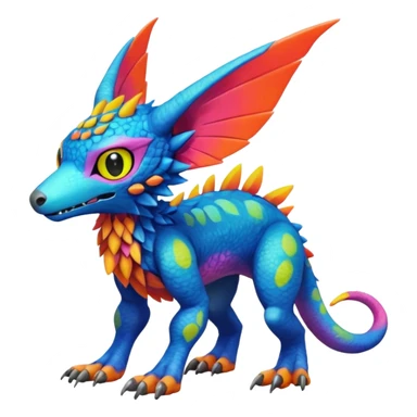  colorful modern Fakémon-Digimon-Trico-Vernid-creature (full body) sticker