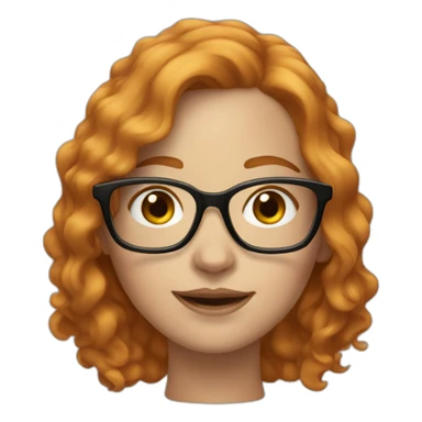 white woman with short wavy ginger hair and square glasses sticker