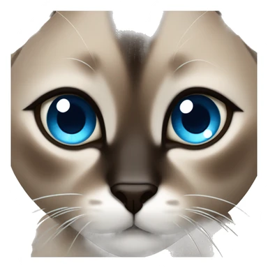 dark brown hair colored siamese cat with blue eyeball and black pupil sticker