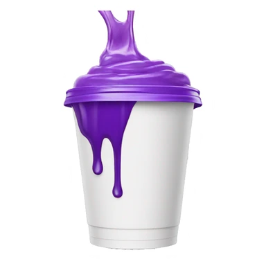White Double Styrofoam cup with purple liquid on spilling out sticker