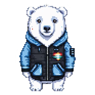 polar bear wearing a jacket sticker
