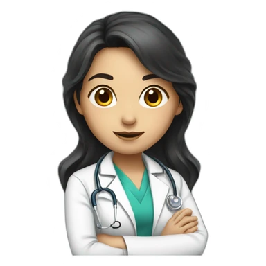 crouching doctor girl with dark hair sticker