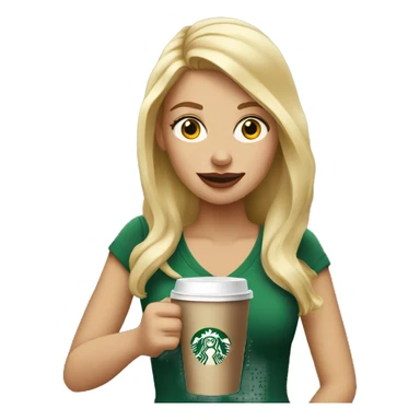 blonde girl drinking starbucks sticker