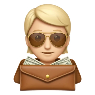 Aviator money emoji, wallet full of cash, casino vibe, premium 3D emoji style, clean, no background
 sticker