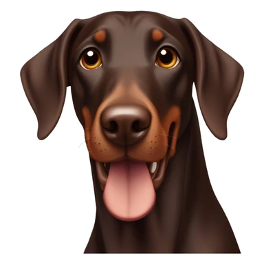 happy chocolate doberman with floppy ears sticker