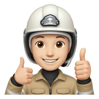 Cara de una persona con casco blanco cun pulgar arriba sticker