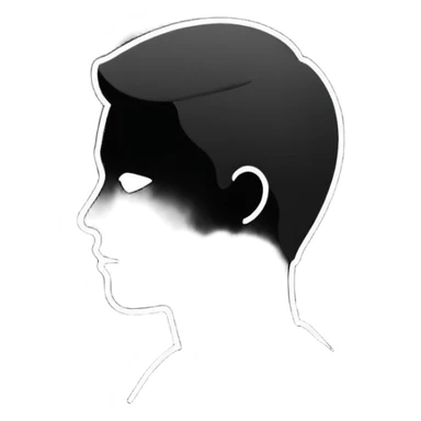 Minimalistic flat vector icon, iOS style, thin black outline on white background. Person silhouette. Black, completely monochrome, matte.  sticker