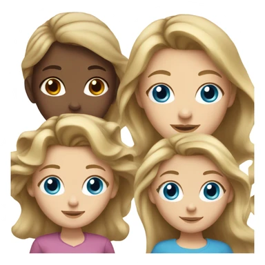 Mother with dirty blonde hair and blue eyes, daughter with brown hair and blue eyes sticker