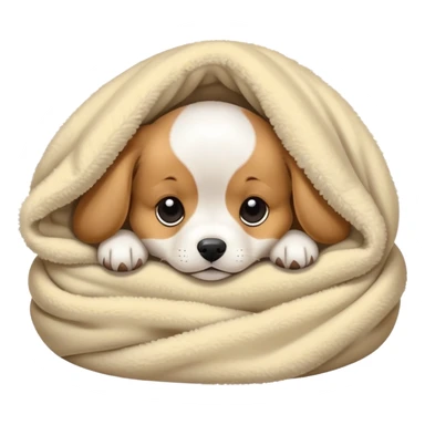 cute puppy curled up in a blanket, cozy and sleepy sticker