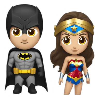 Un samoyède avec Batman et Wonder Woman sticker