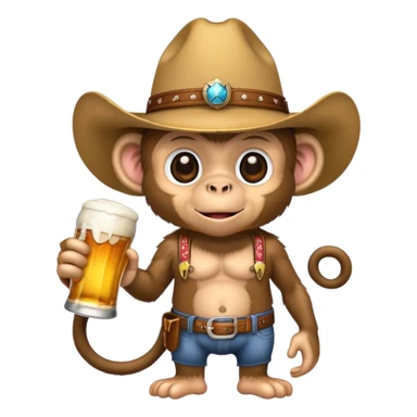 monkey with cowboy hat and beer sticker