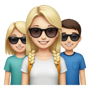smiling girl with boys outdoors dark sunglasses  sticker