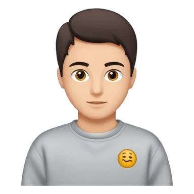 Saçı arkadan bağlı beyaz tenli kirli sakallı 24 yaşlarında üzerinde gri  sweat olan bir erkek çiz sticker