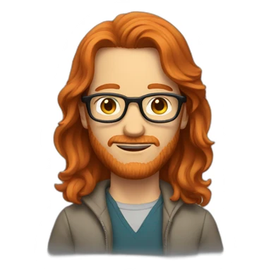 redhead man with long hair and glasses sticker