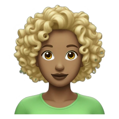 curly girl in AirPods Pro Max green sticker
