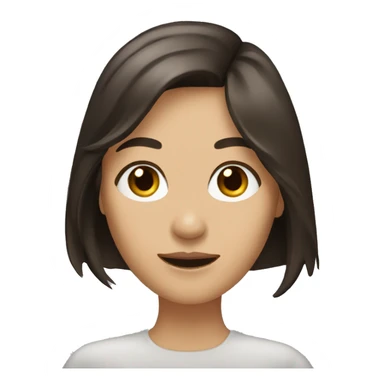 brunette woman with dark brown eyes, bangs and long hair waving sticker