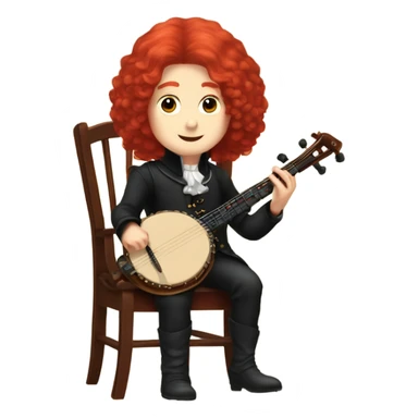Antonio Vivaldi Red haired wig older chibi sitting chair banjo sticker