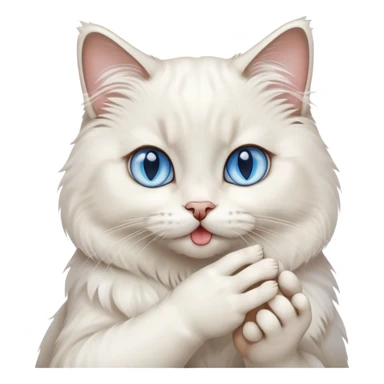 white ragdoll Cat licks its paw  sticker