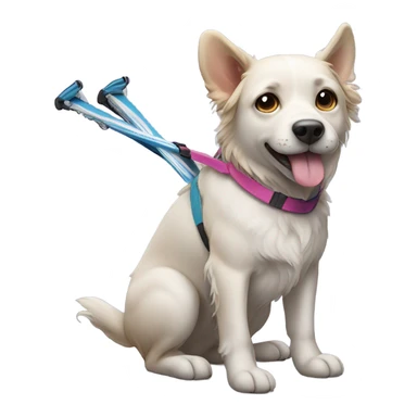 Dog wearing skis sticker