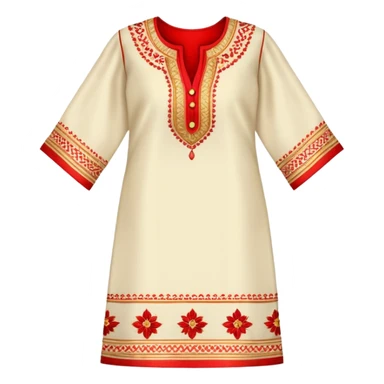 Traditional embroidered women's kurti in red color with gold patterns sticker