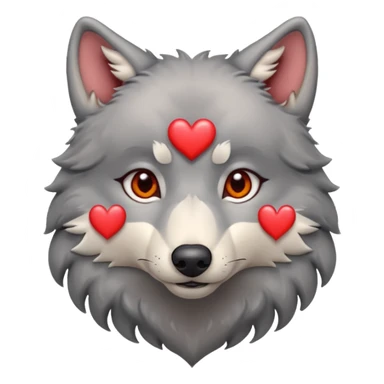 wolf with hearts in its eyes sticker
