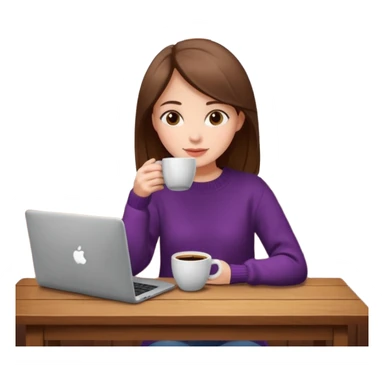 laptop and coffee are on the table. coffee is not on the laptop. the girl is drinking coffee. sticker