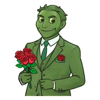 White man with roses and chocolates sticker