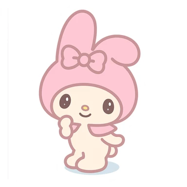 My Melody Sanrio character with signature pink hood and sweet smile, cute and playful style emoji sticker