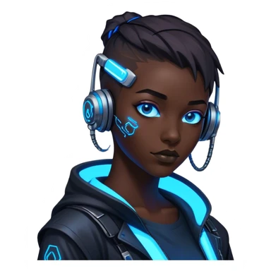 cyberpunk style blue neon hacker sticker