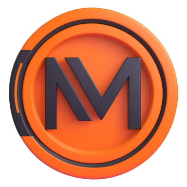 3D circular pattern, orange-black stylized M letter, McLaren style, no brand name sticker