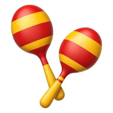 A pair of wooden maracas painted with bright red and yellow stripes.

 sticker