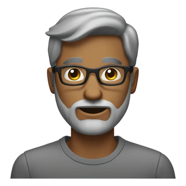 Create a crossed eyed man with glasses and a beard with a grey shirt  sticker