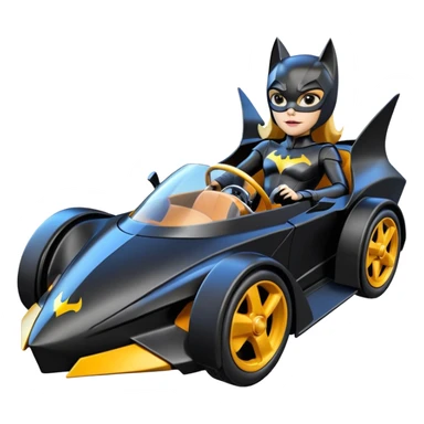 Hot wheels cartoons BatGirl’s stealth retro cat burglar sporty futuristic pursuit mobile two seater car (reclined seating position) sticker