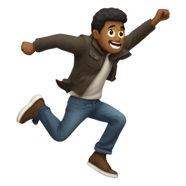 man jumping up with a dash of wind belw him sticker