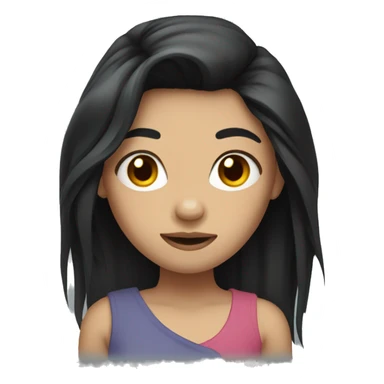 Girl with long black hair and broken foot sticker