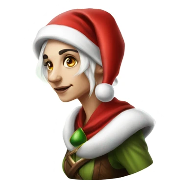 rogue female elf fantasy wearing santa hat sticker