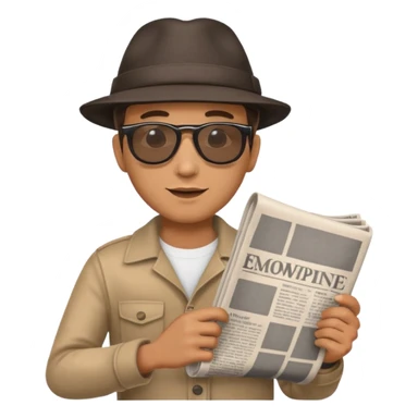 man holding rolled newspaper sticker