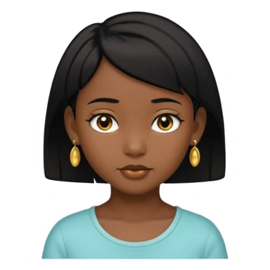 girl child with black short hair and gold earring and black skin sticker