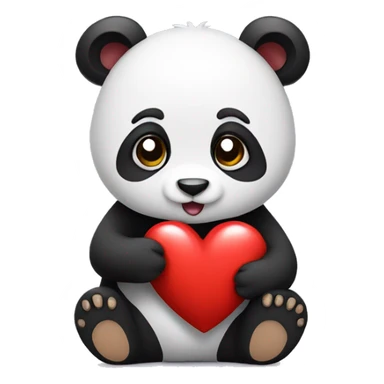 Panda holding a heart sticker