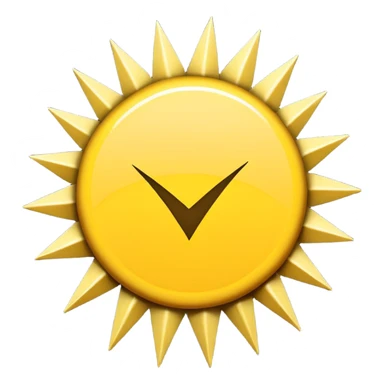 Has un círculo  amarillo con puas amarillas y una pleca dentro un check sticker