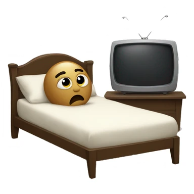 sad in bed watching tv sticker