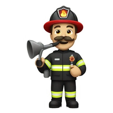 Firemen with mustache throwing up sticker